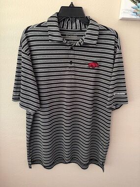 Arkansas Razorbacks Polo Shirt Mens XL Black/Gray NCAA Golf Columbia Omni-Wick